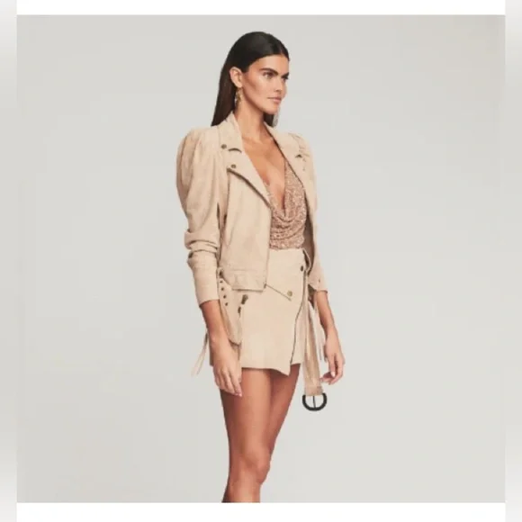 Retrofête Tai Lambskin Suede Leather Jacket